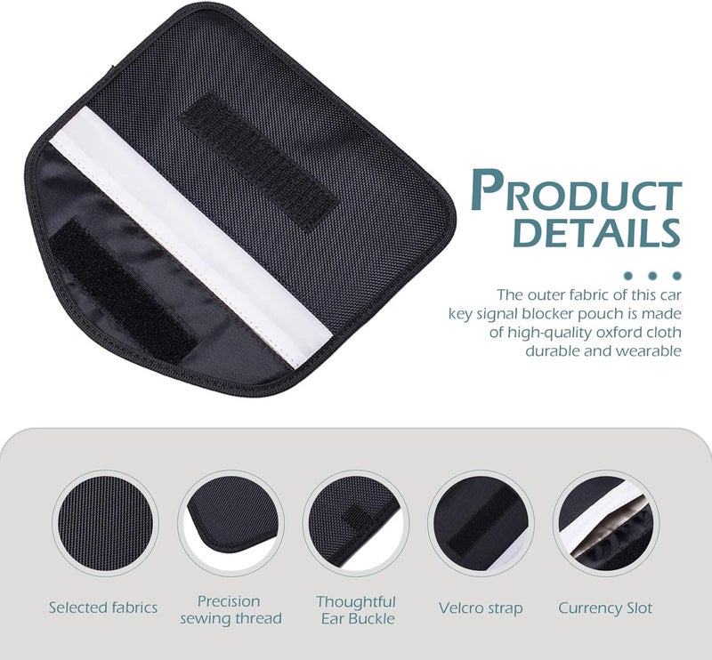 leechio 2 PCS Faraday Bags for Phones, Faraday Bag Pouch Shield Cage Wallet Phones, Anti-tracking Anti Theft Car Protection Signal, Signal Blocker Pouch Case Bag Handset Function Bags (Black) - Image 3